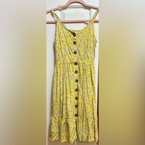Japna Yellow Floral Midi Dress